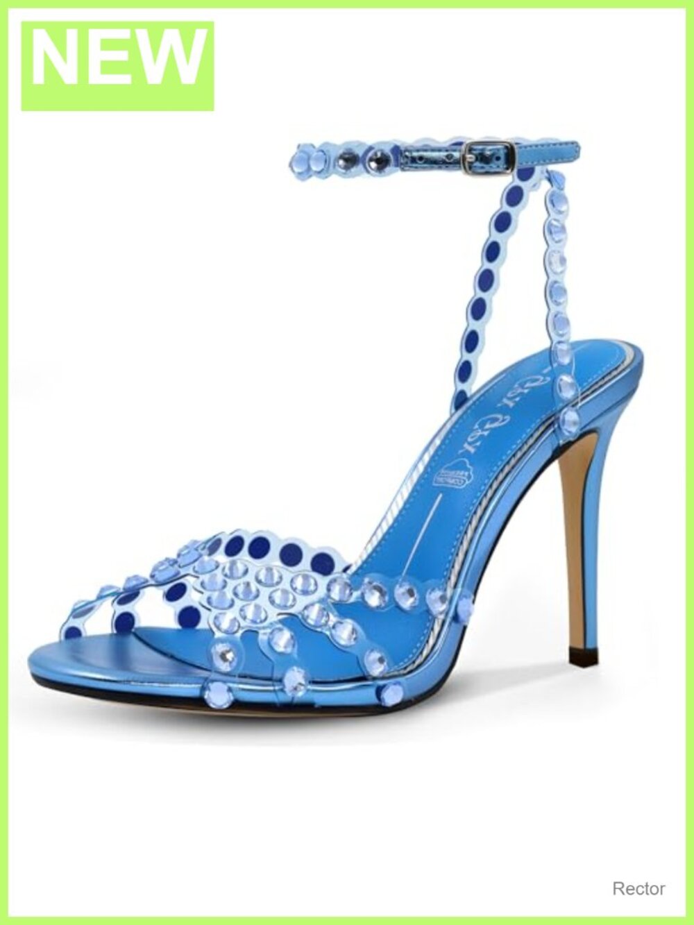 Clear Strappy Rhinestone Stiletto Heels Women's